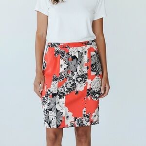Anthropologie Yoana Baraschi Women’s Blue Orange Floral Pencil Skirt 6